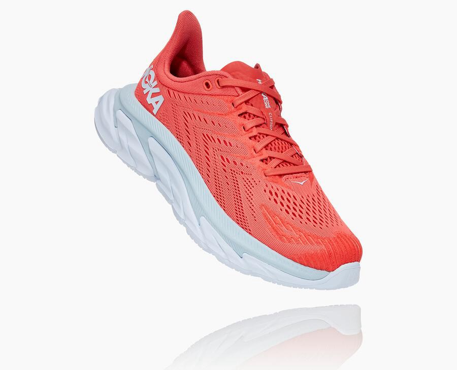 Hoka Australia One One Clifton Edge - Womens Running Shoes Red/White - RDNJX-5043